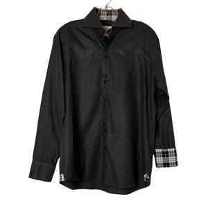 Bogosse The Authentic Shirt Maker Button Front Shirt Charcoal Gray Mens 4 Large